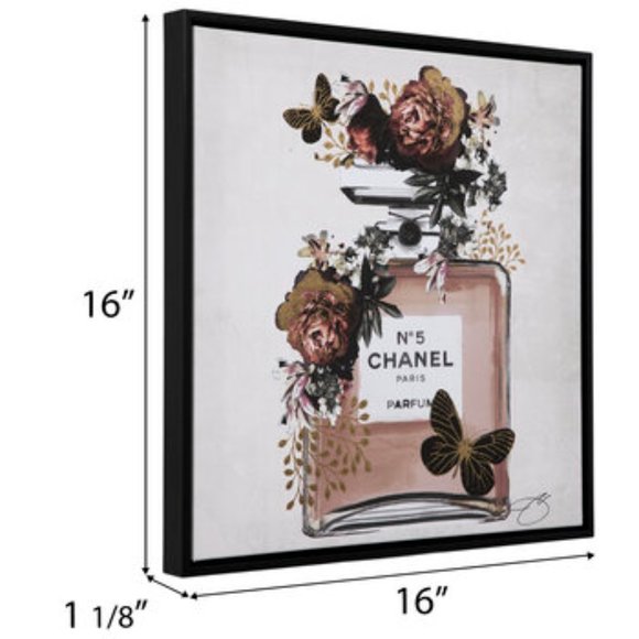 CHANEL No.5 Floral Roses Butterfly Fashion Perfume Bottle Canvas Wall Decor - Picture 4 of 12